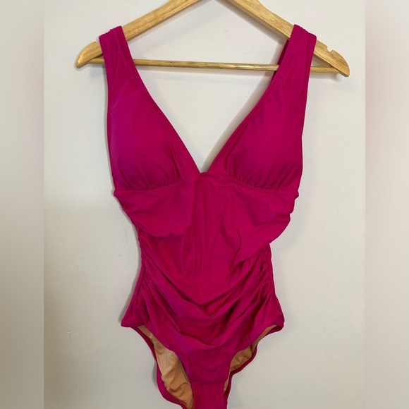 J. CREW Fuchsia Ruched V-neck one-piece - Various Sizes NWT - Picture 7 of 13